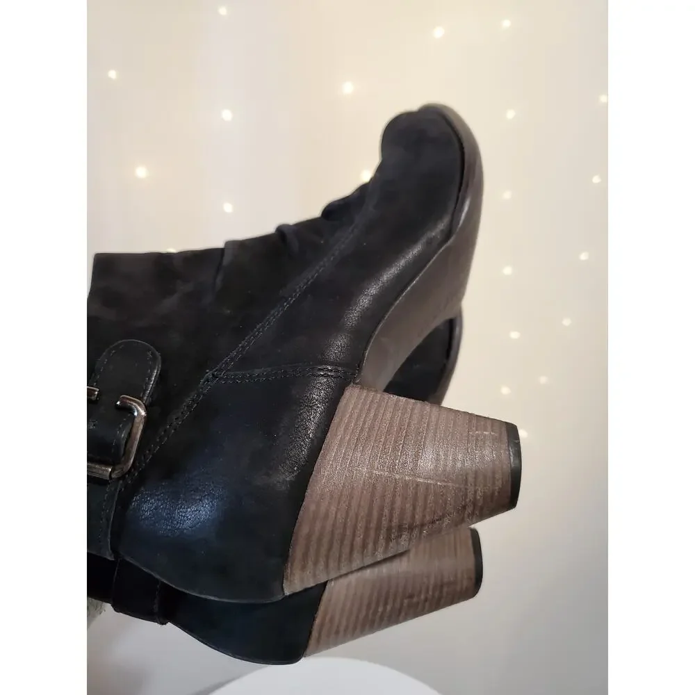 Paul Green Munchen Women's 7.5 Jano Nubuck Black Suede Leather Ankle Booties